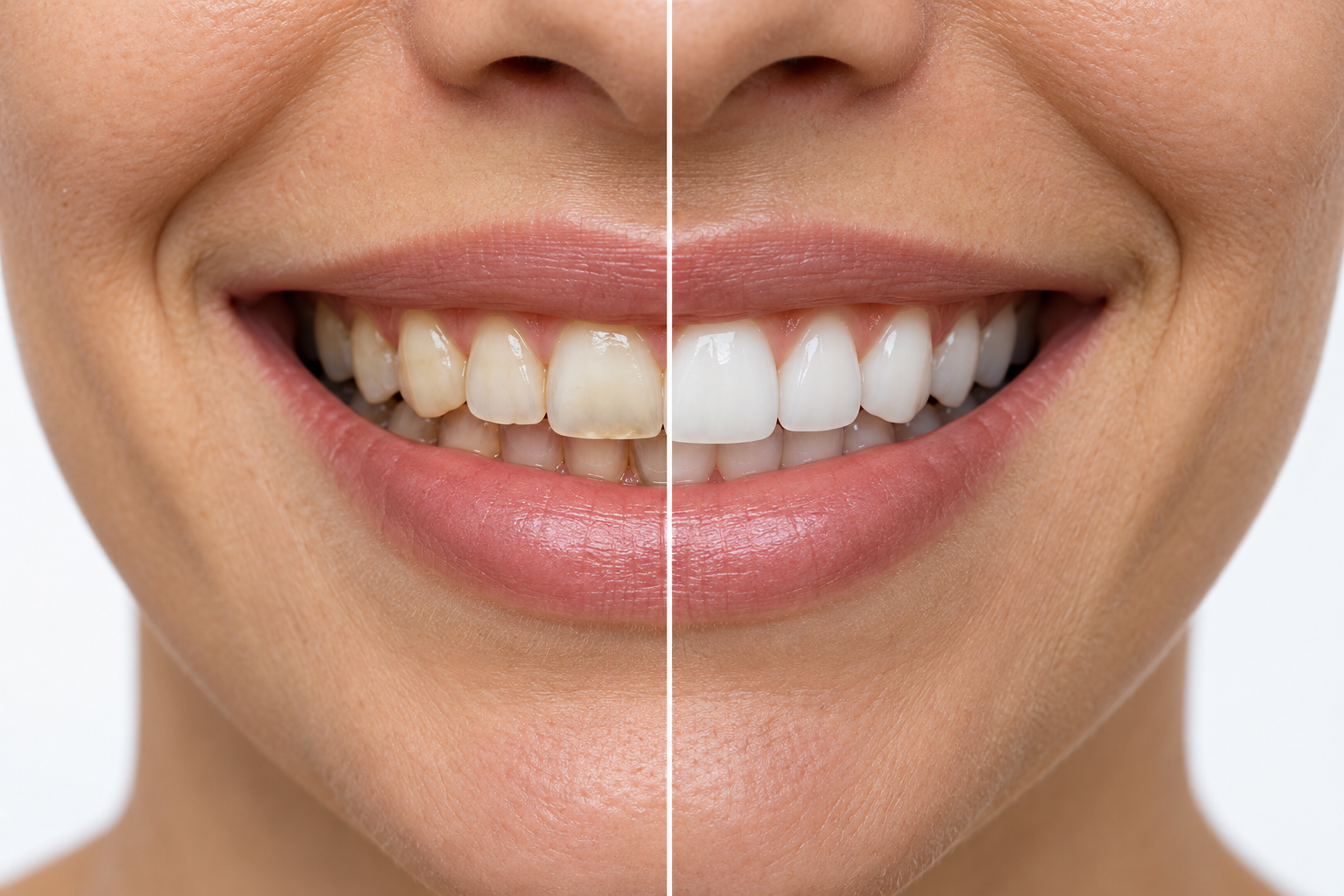 Before and after porcelain veneers smile transformation