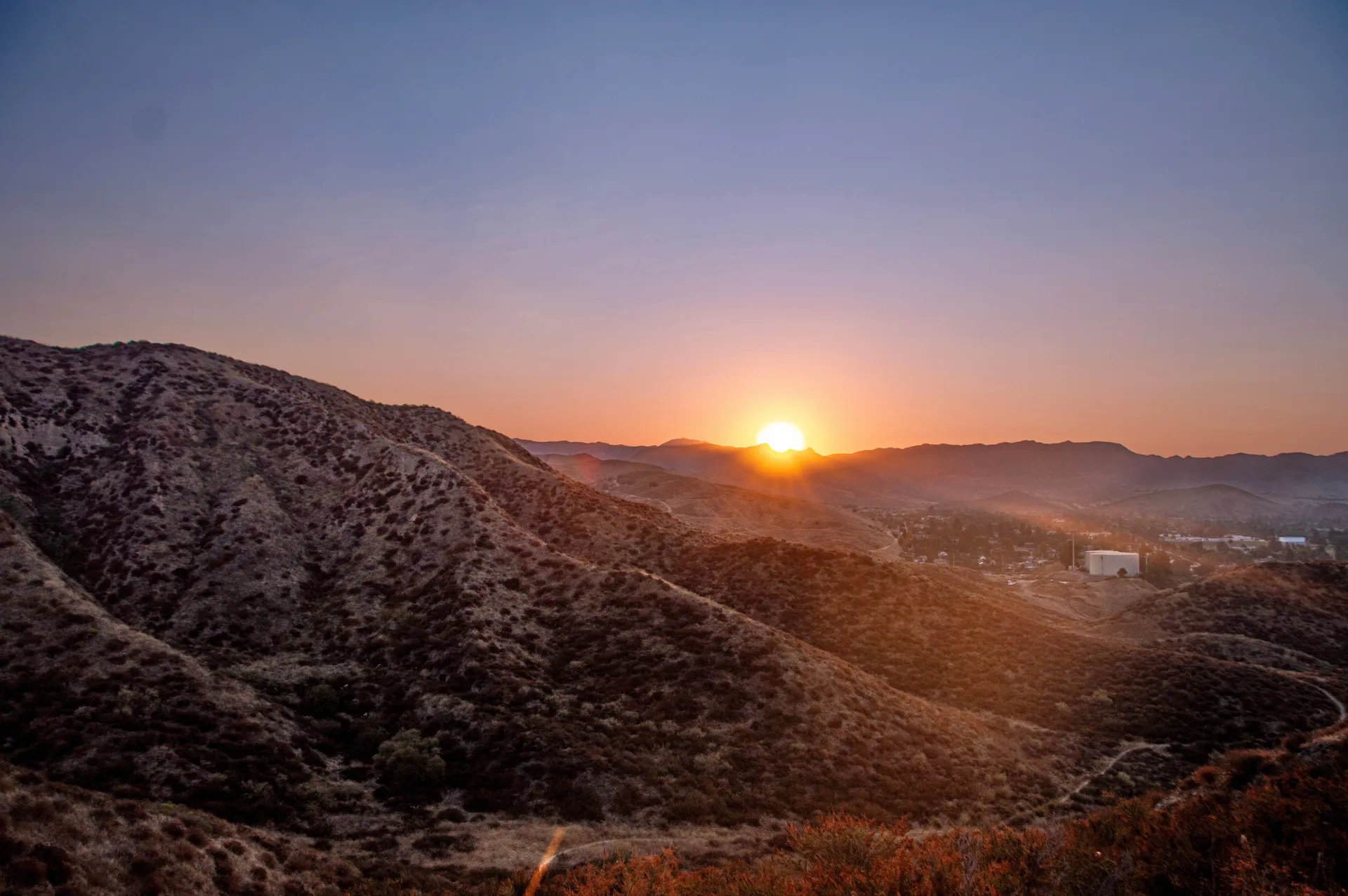 Golden sunset over Simi Valley hills